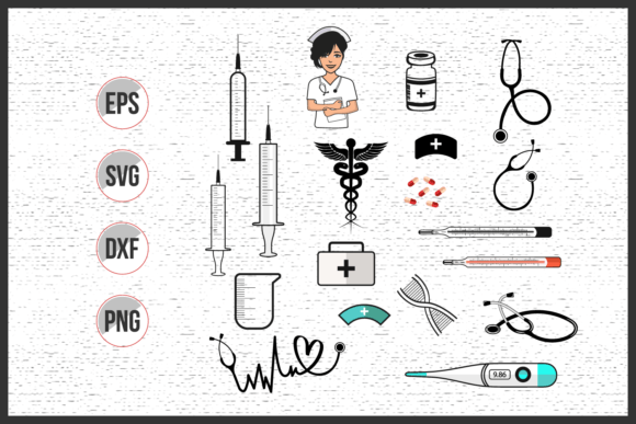18 Medical Elements Vector Set Graphic