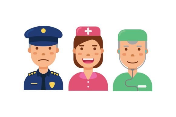 Avatar Doctor Nurse Police Icon Set