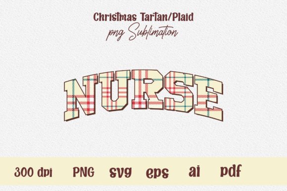 Christmas Plaid Nurse PNG Sublimation