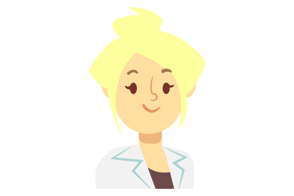 Happy Medical Worker Avatar. Woman in White Coat