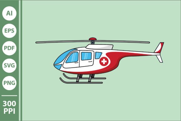 Red Medical Evacuation Helicopter Vector