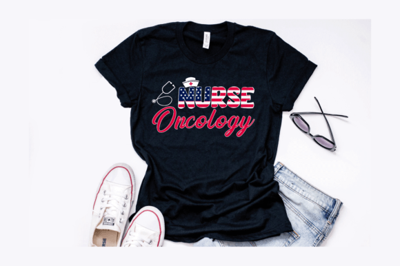 Us Flag Oncology Nurse T-Shirt Design